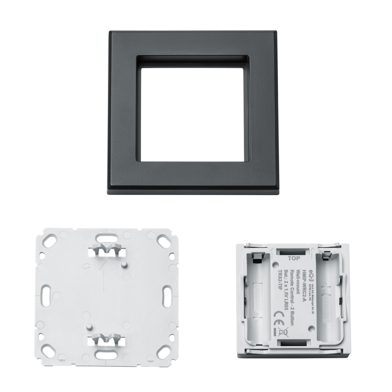 Homematic IP Wandtaster 2-fach anthrazit Einzelteile