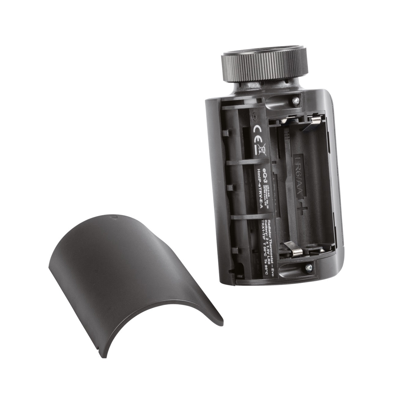 Homematic IP Heizkörperthermostat – Evo anthrazit Batteriefach