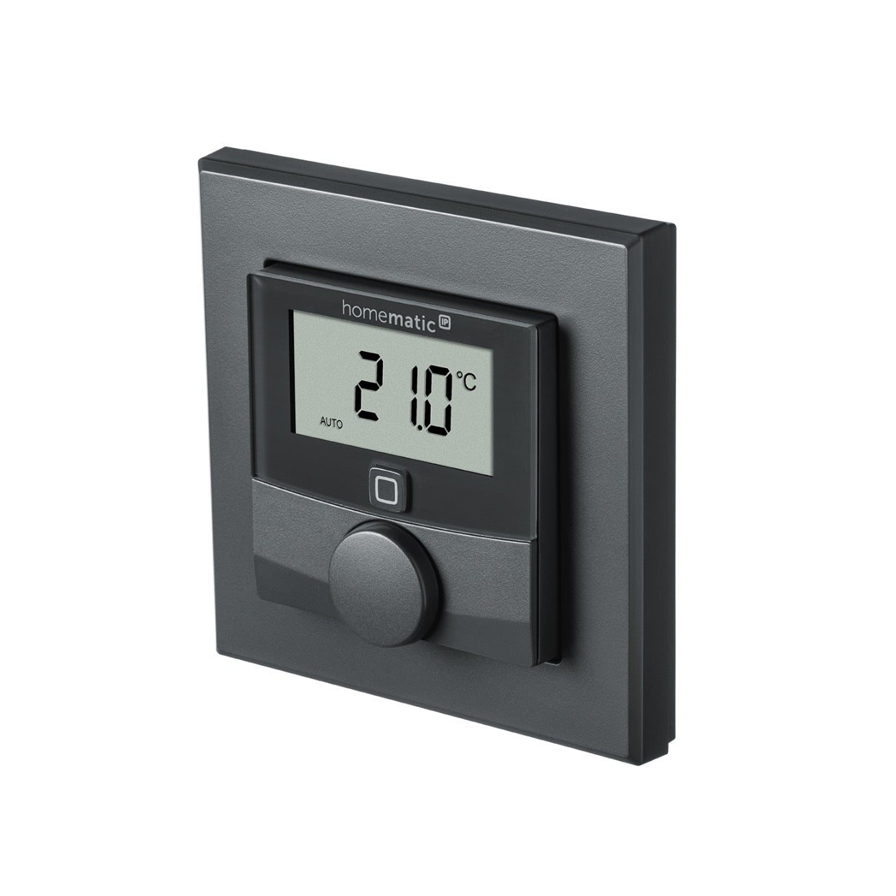Homematic IP Wandthermostat mit Luftfeuchtigkeitssensor, anthrazit schräg